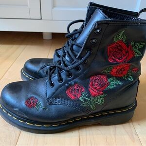 Dr. Martens Black Boots with Embroidery